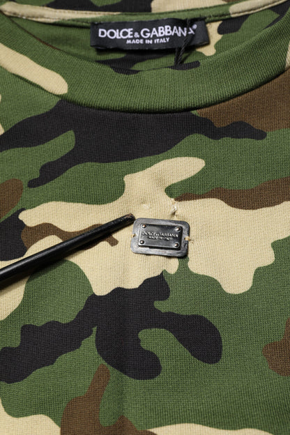 Dolce &amp; Gabbana – Mehrfarbiger, kurzer Sweatshirtpullover mit Camouflage-Muster