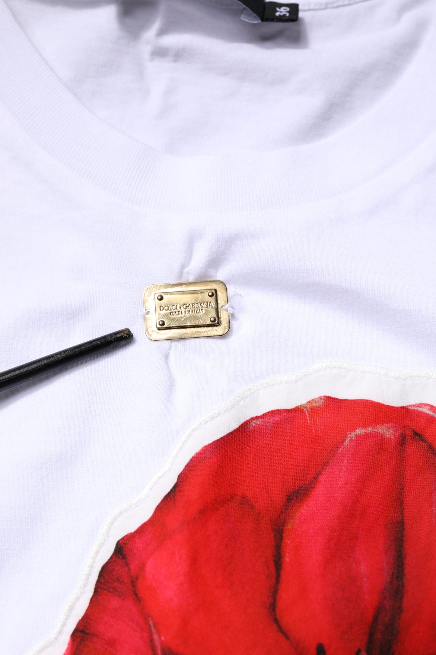 Dolce &amp; Gabbana – Weißes Baumwoll-T-Shirt mit Rundhalsausschnitt und Blumendruck