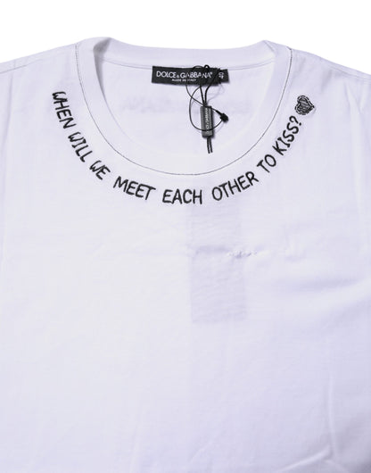 Dolce &amp; Gabbana – Ärmelloses Tank-T-Shirt aus weißer Baumwolle mit Aufdruck