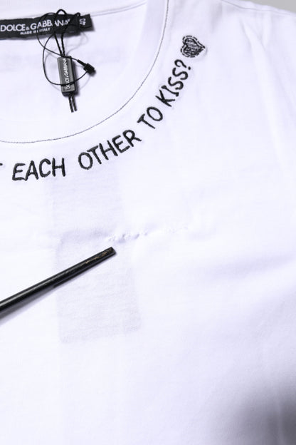 Dolce &amp; Gabbana – Ärmelloses Tank-T-Shirt aus weißer Baumwolle mit Aufdruck