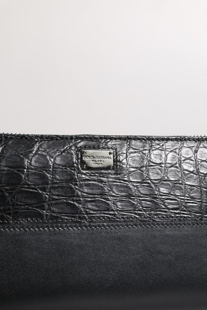 Dolce &amp; Gabbana – Kontinentale Geldbörse mit Rundum-Reißverschluss und Logo-Schild aus schwarzem Leder