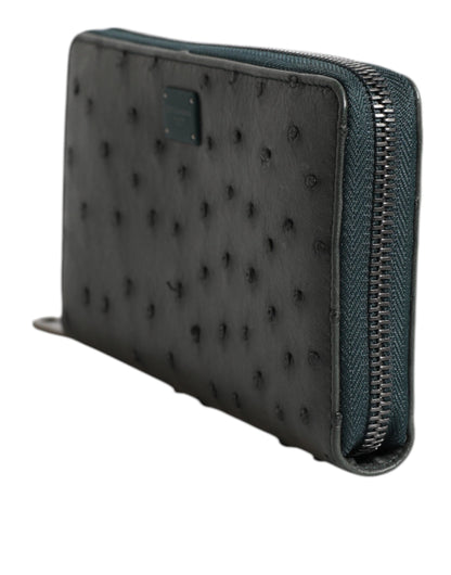 Dolce &amp; Gabbana – Grünes, kontinentales Portemonnaie mit Logo-Schild und Rundum-Reißverschluss