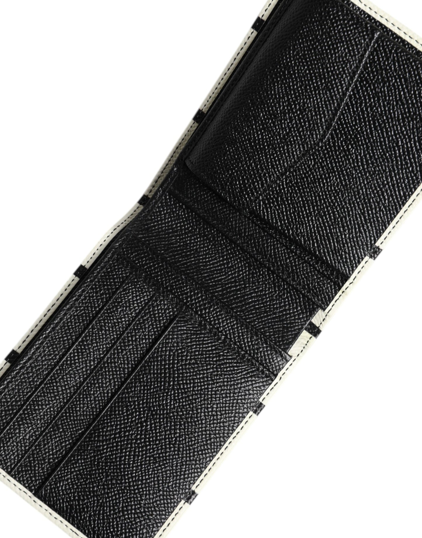 Dolce &amp; Gabbana – DG Crown Royals – Zweifach gefaltete Kartenetui-Geldbörse aus weißem Leder