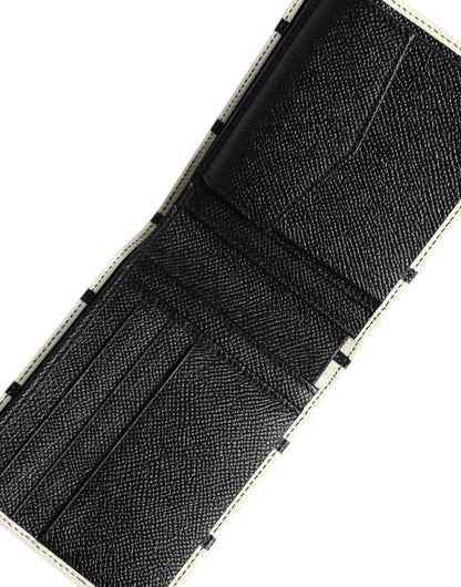 Dolce &amp; Gabbana – DG Crown Royals – Zweifach gefaltete Kartenetui-Geldbörse aus weißem Leder