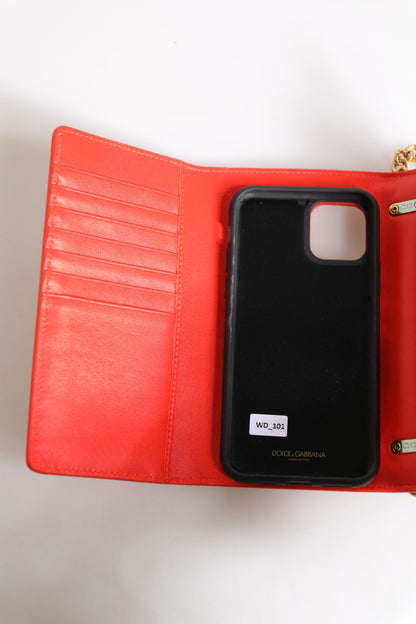 Dolce &amp; Gabbana – Devotion – Umhängetasche mit Handyhülle aus gestepptem Leder in Rot