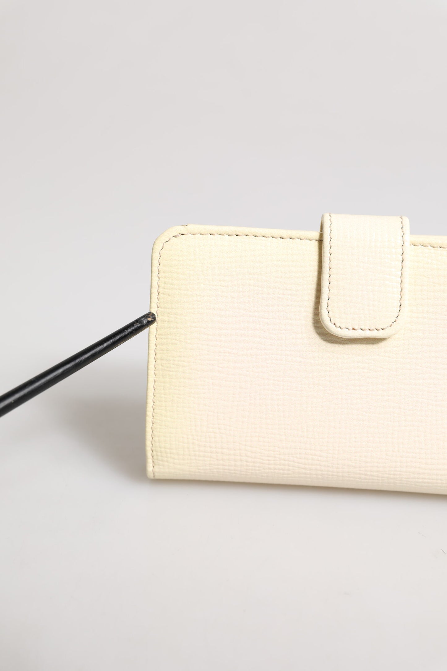 Dolce & Gabbana Ivory Calf Leather Compact Logo Plaque Card Holder Wallet