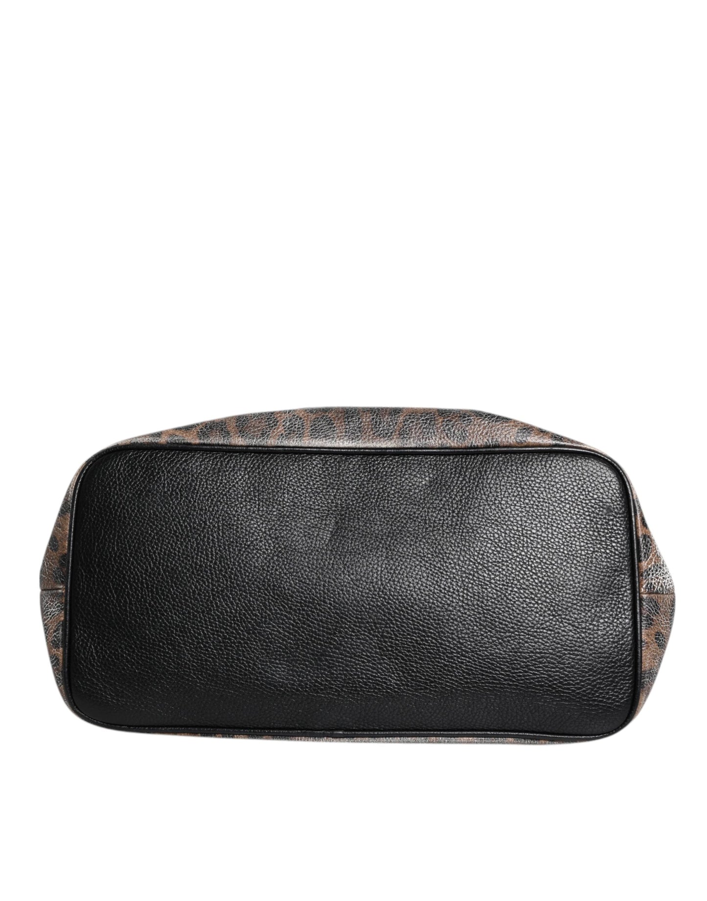 Dolce &amp; Gabbana Braune BEATRICE-Tragetasche aus Leder mit Logo-Plakette und Leopardenmuster