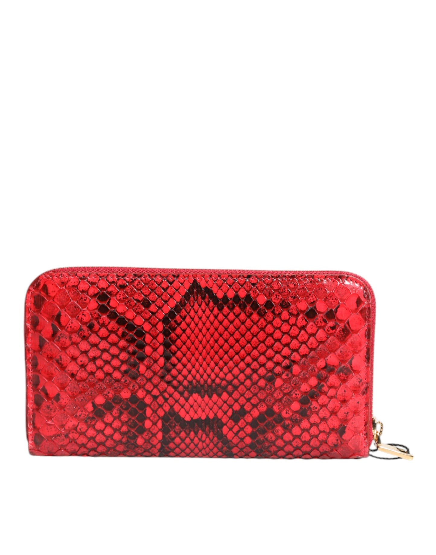 Dolce & Gabbana Red Exotic Leather Zip Around Continental Clutch Wallet
