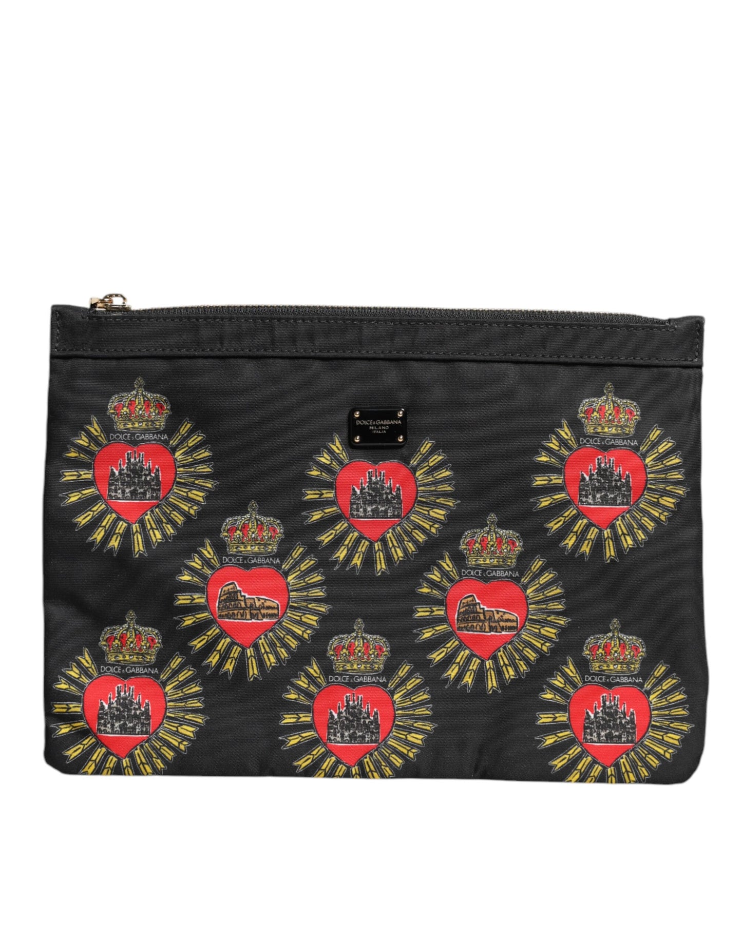 Dolce &amp; Gabbana – Clutch-Tasche „Sacred Heart“ aus Nylon in Schwarz und Rot