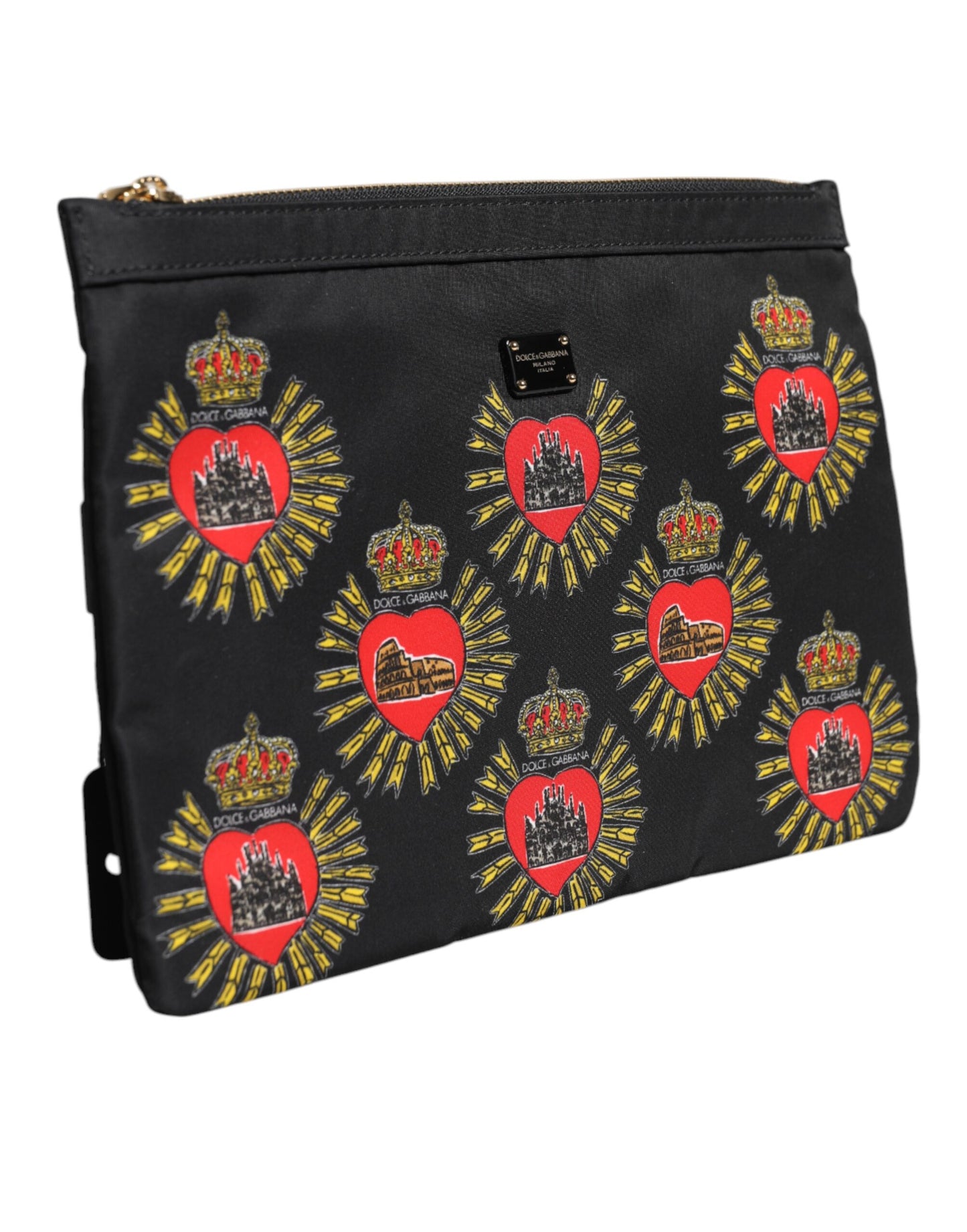 Dolce &amp; Gabbana – Clutch-Tasche „Sacred Heart“ aus Nylon in Schwarz und Rot