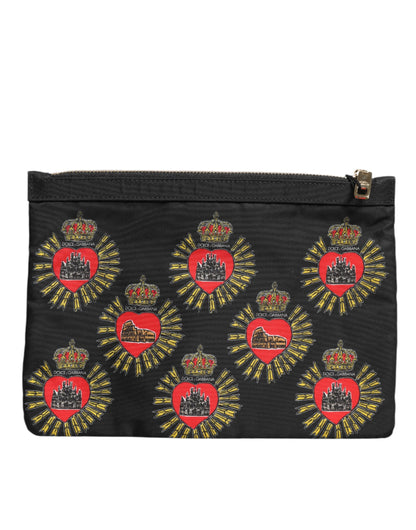 Dolce &amp; Gabbana – Clutch-Tasche „Sacred Heart“ aus Nylon in Schwarz und Rot