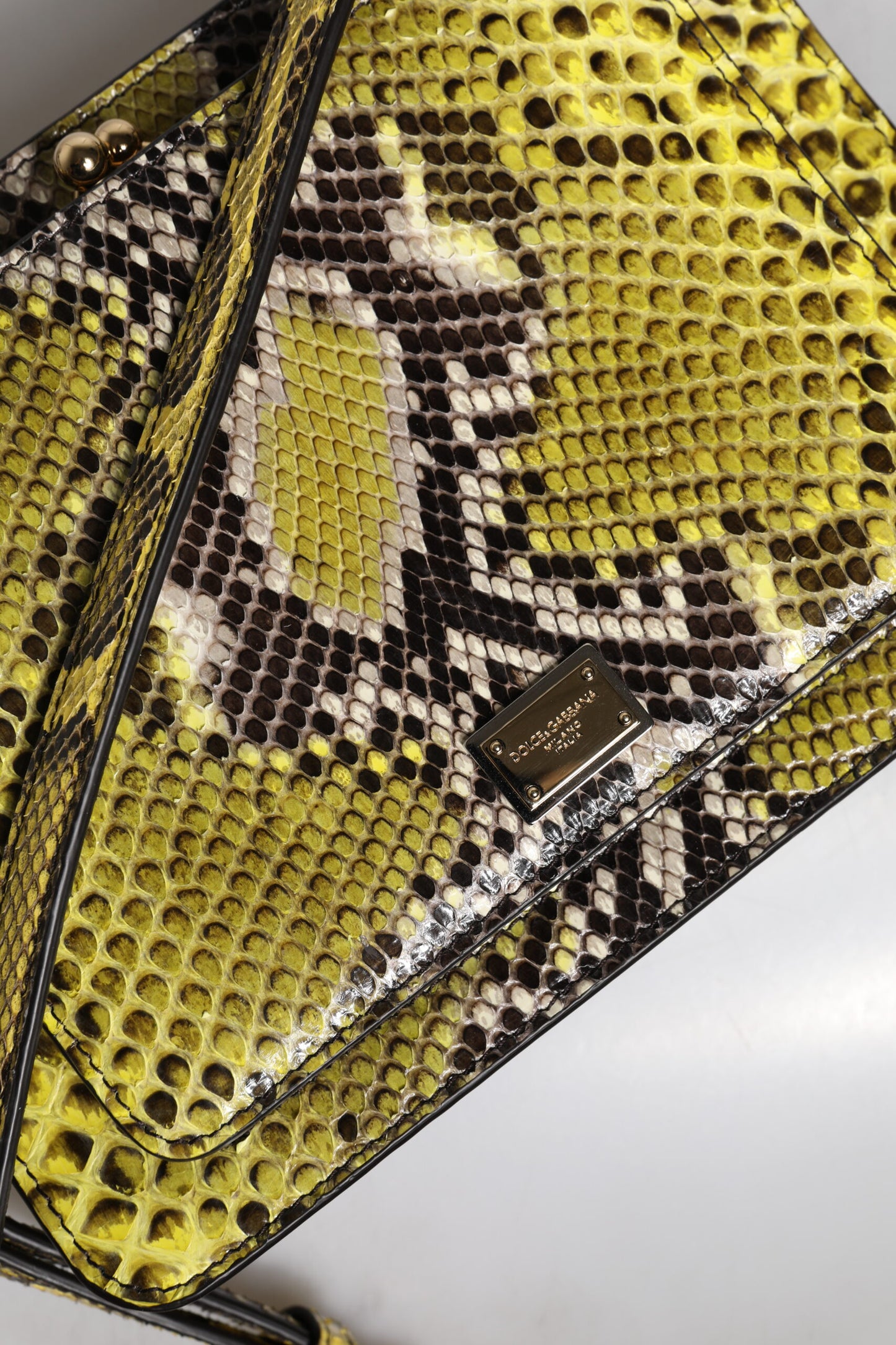 Dolce &amp; Gabbana – Grüne Umhängetasche aus exotischem Leder mit DG-Plakette