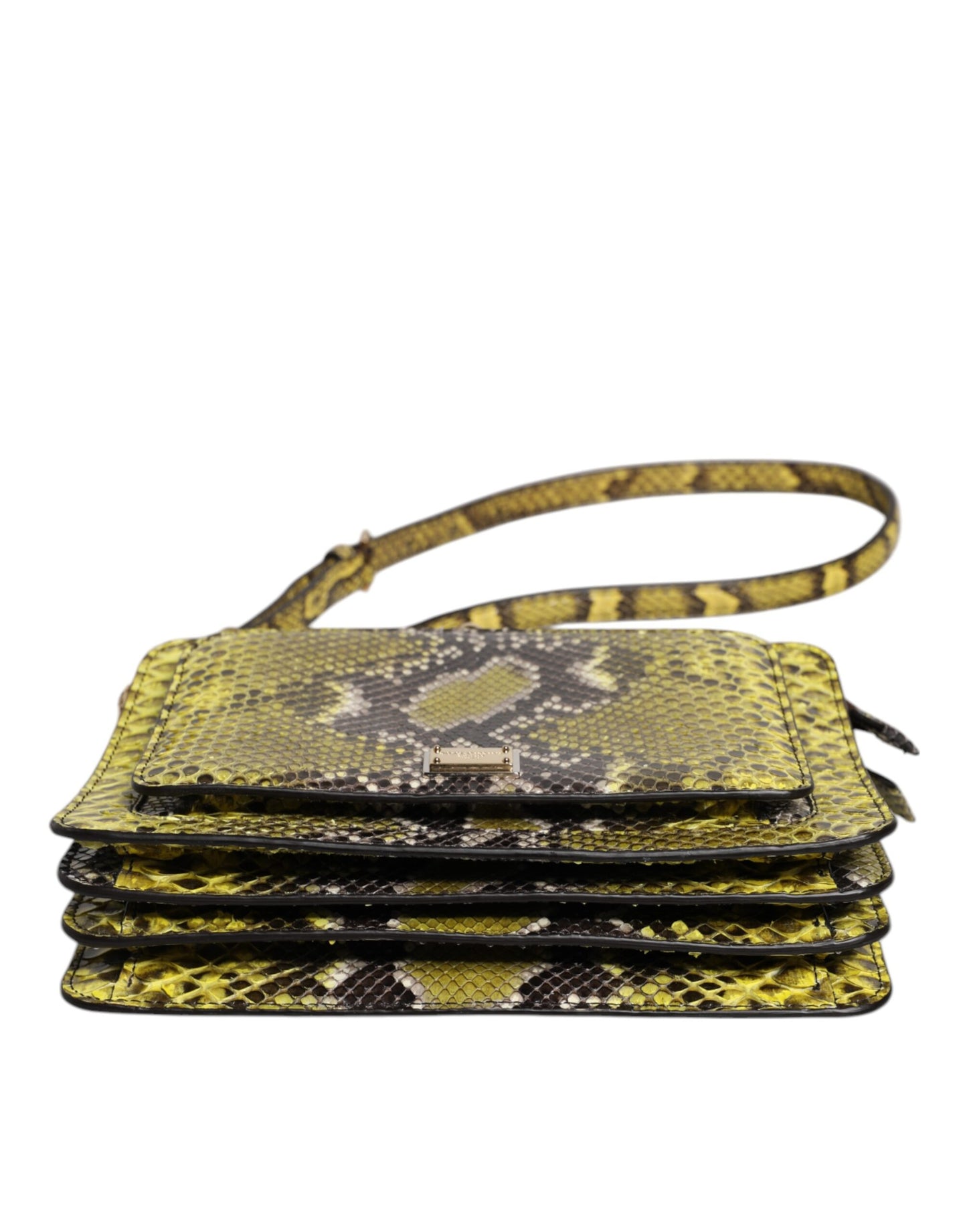 Dolce &amp; Gabbana – Grüne Umhängetasche aus exotischem Leder mit DG-Plakette