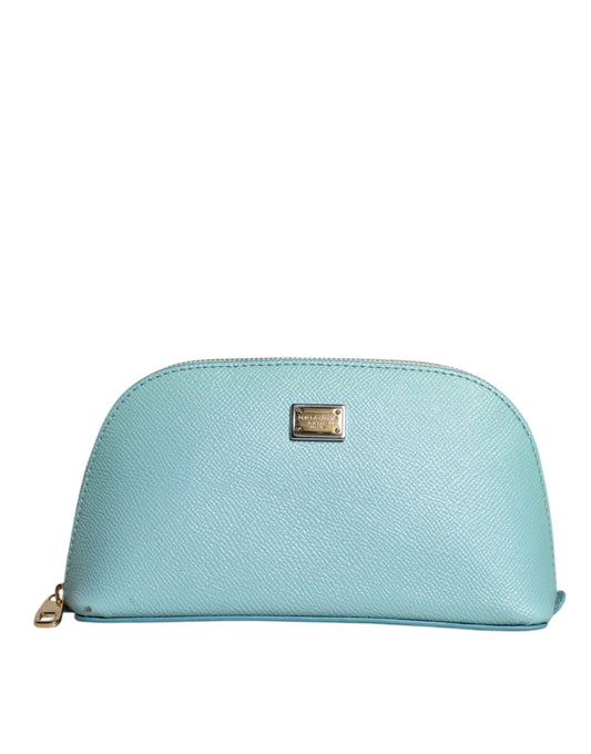 Dolce &amp; Gabbana Hellblaue Lederhandtasche Clutch Mini Geldbörse Beuteltasche