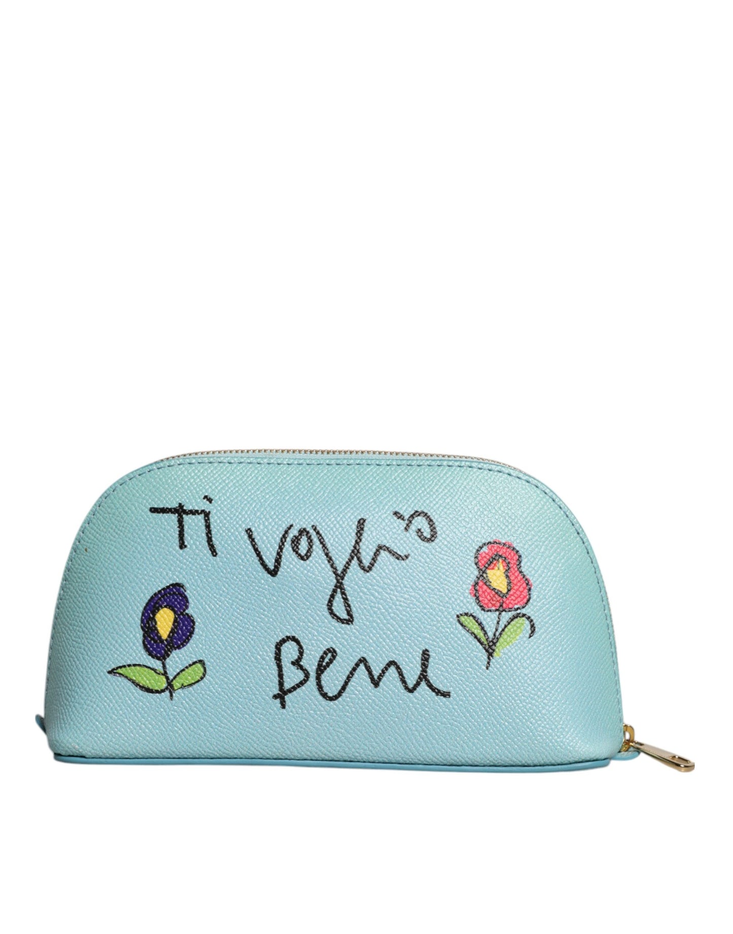 Dolce &amp; Gabbana Hellblaue Lederhandtasche Clutch Mini Geldbörse Beuteltasche