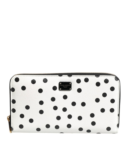 Dolce & Gabbana – Kontinentale Geldbörse aus Leder mit Rundum-Reißverschluss in Weiß und Schwarz
