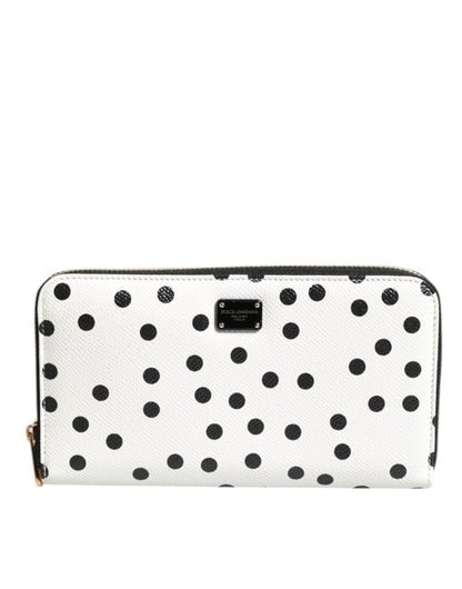 Dolce &amp; Gabbana – Kontinentale Geldbörse aus Leder mit Rundum-Reißverschluss in Weiß und Schwarz