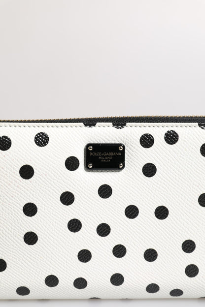 Dolce &amp; Gabbana – Kontinentale Geldbörse aus Leder mit Rundum-Reißverschluss in Weiß und Schwarz