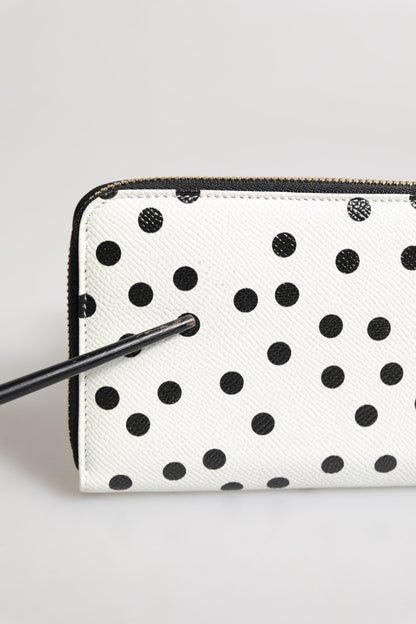 Dolce &amp; Gabbana – Kontinentale Geldbörse aus Leder mit Rundum-Reißverschluss in Weiß und Schwarz