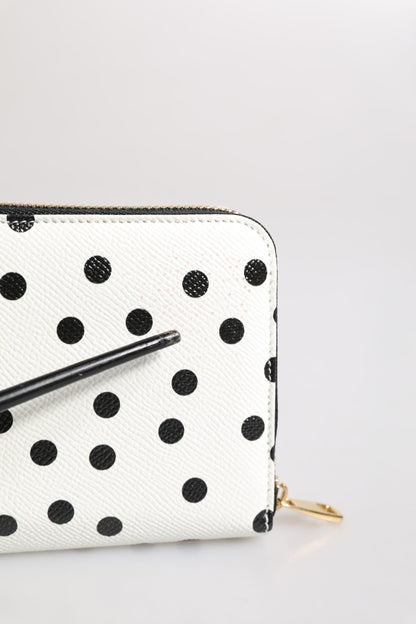 Dolce &amp; Gabbana – Kontinentale Geldbörse aus Leder mit Rundum-Reißverschluss in Weiß und Schwarz