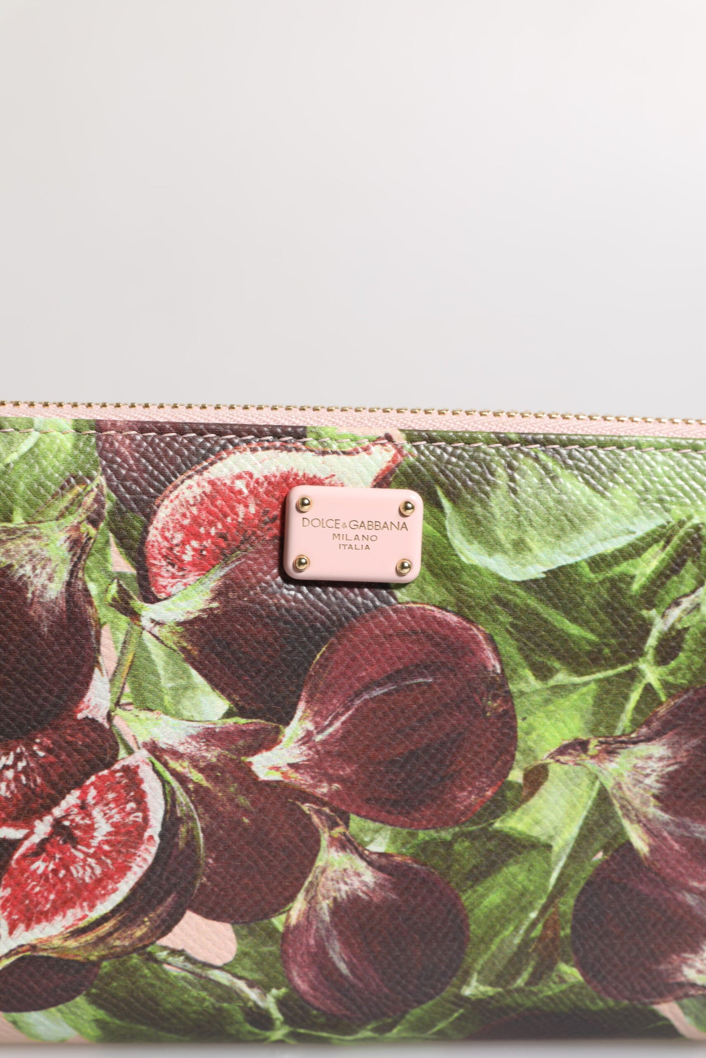 Dolce & Gabbana Multicolor Fig Fruit Dauphine Leather Zip Around Continental Wallet
