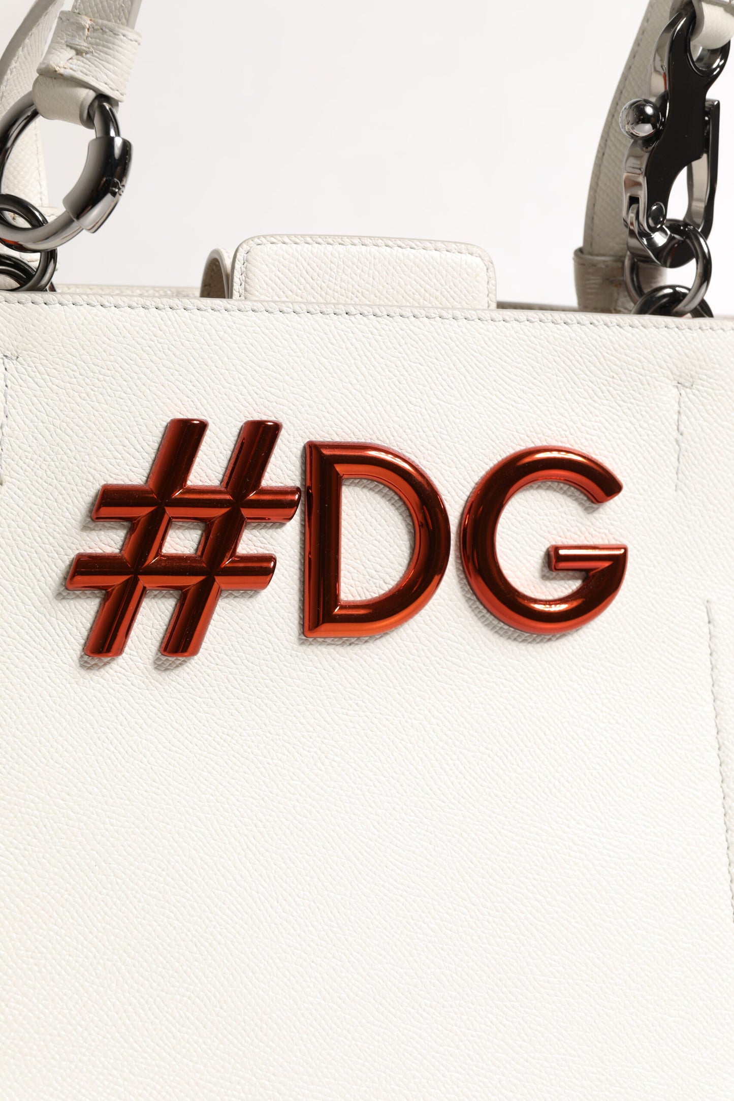 Dolce &amp; Gabbana #DG BEATRICE Tote Bag mit Henkel aus weißem Leder