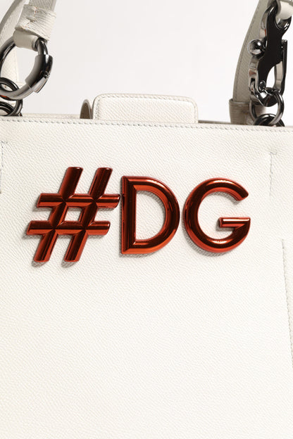 Dolce &amp; Gabbana #DG BEATRICE Tote Bag mit Henkel aus weißem Leder