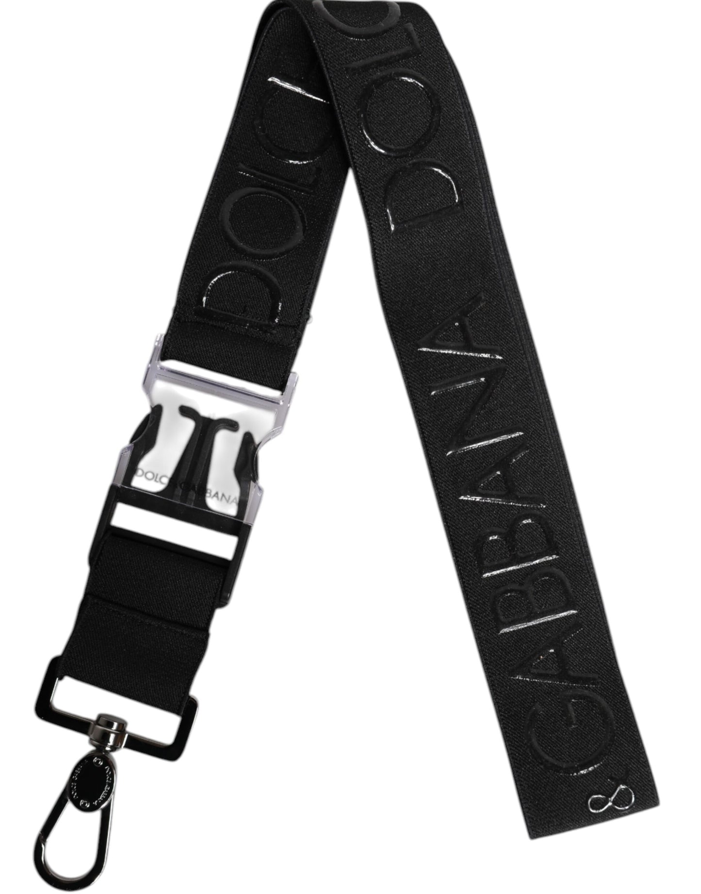 Dolce &amp; Gabbana – Schlüsselanhänger mit DG-Logo aus gummiertem Stretch-Polyester in Schwarz