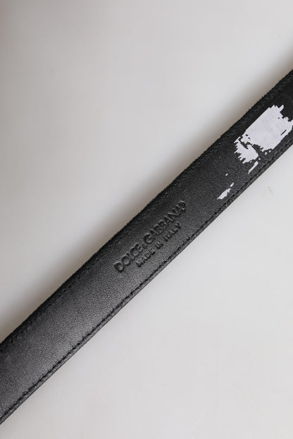 Dolce &amp; Gabbana Klassischer Gürtel aus schwarzem Leder mit Metallschnalle