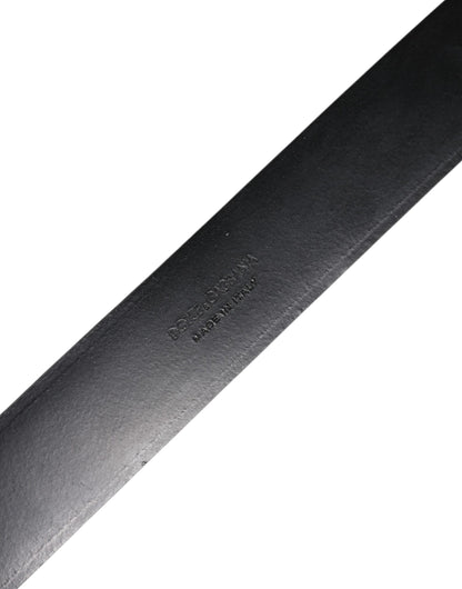 Dolce &amp; Gabbana Klassischer Gürtel aus schwarzem Leder mit Metallschnalle