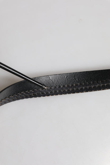 Dolce &amp; Gabbana – Schwarzer Ledergürtel mit silberfarbener Metallschnalle