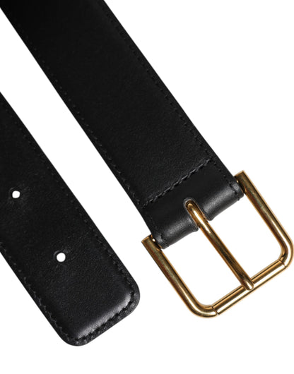 Dolce & Gabbana Black Leather Metal Buckle Classic Belt