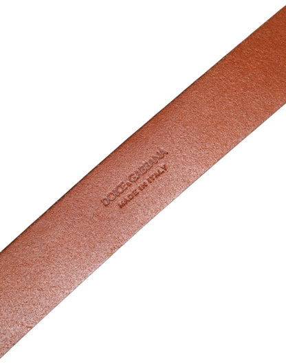 Dolce &amp; Gabbana Brauner Ledergürtel mit goldener Metallschnalle im Barockstil