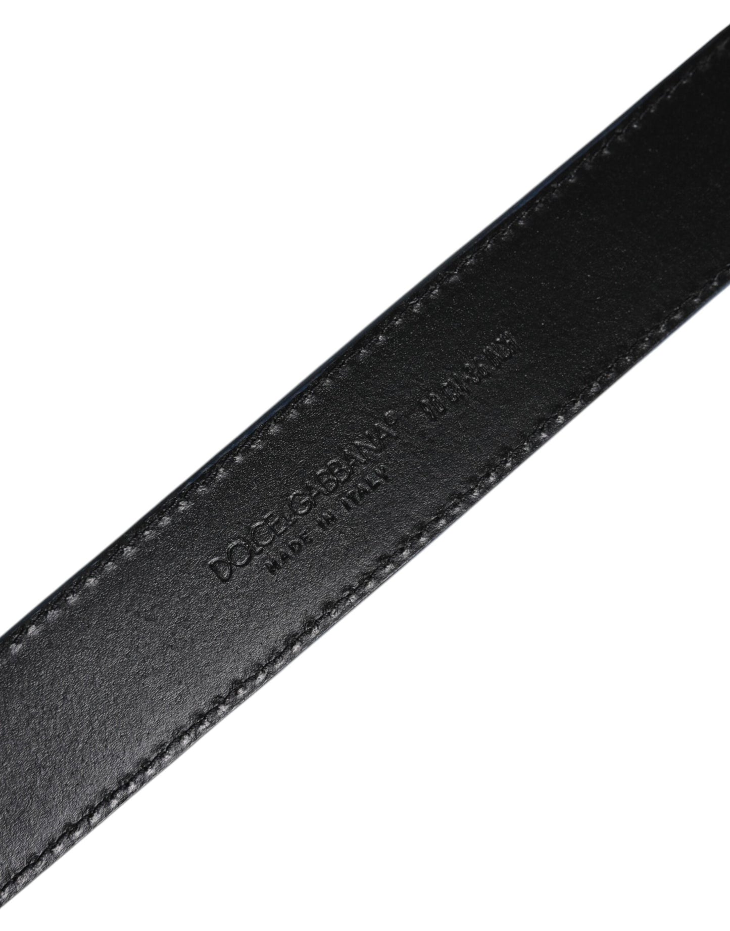 Dolce &amp; Gabbana – Blau-beiger Ledergürtel mit gewebter Metallschnalle