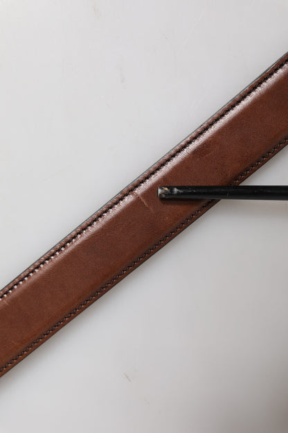 Dolce &amp; Gabbana Klassischer Gürtel aus braunem Leder mit Metallschnalle