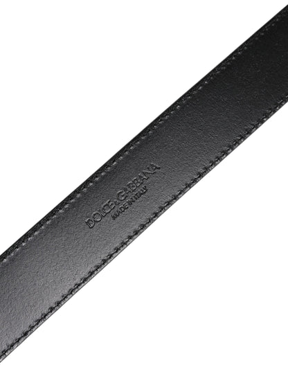 Dolce &amp; Gabbana Silberner Ledergürtel mit klassischer Metall-Logoschnalle