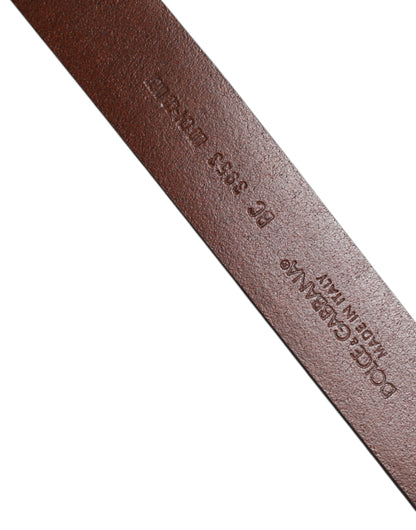 Dolce &amp; Gabbana Brauner Ledergürtel mit klassischer Metall-Logoschnalle