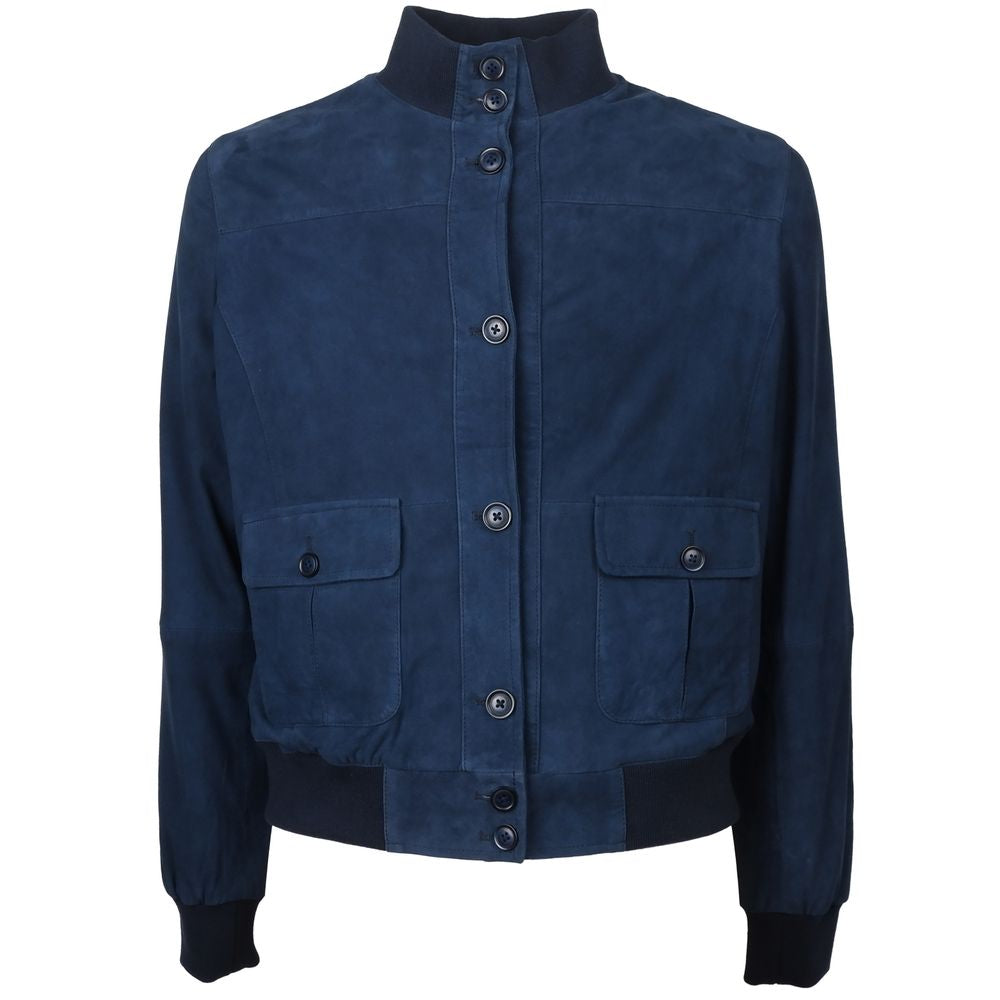 Emilio Romanelli Herren-Bomberjacke aus blauem Kalbsleder