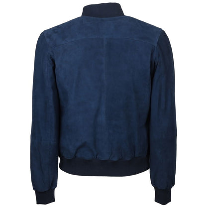 Emilio Romanelli Herren-Bomberjacke aus blauem Kalbsleder