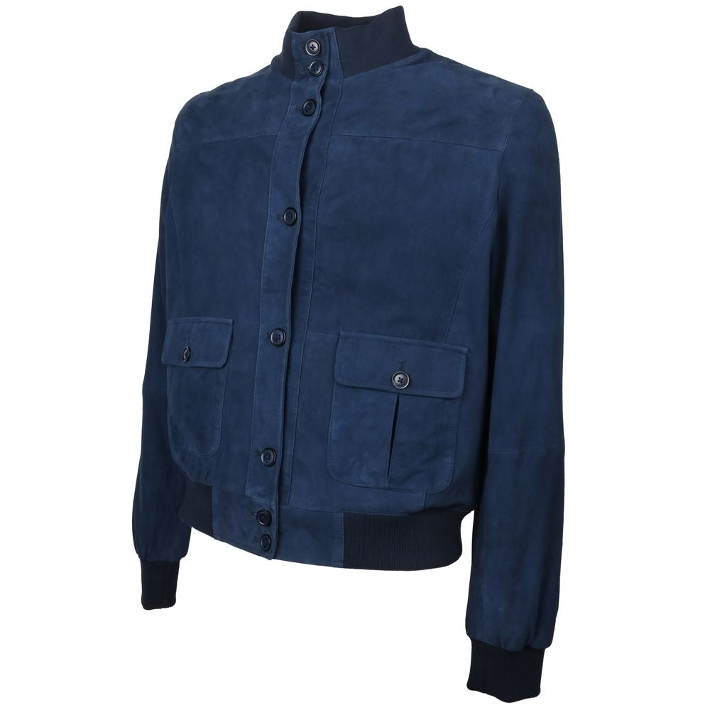 Emilio Romanelli Herren-Bomberjacke aus blauem Kalbsleder