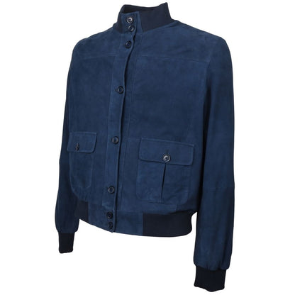Emilio Romanelli Herren-Bomberjacke aus blauem Kalbsleder
