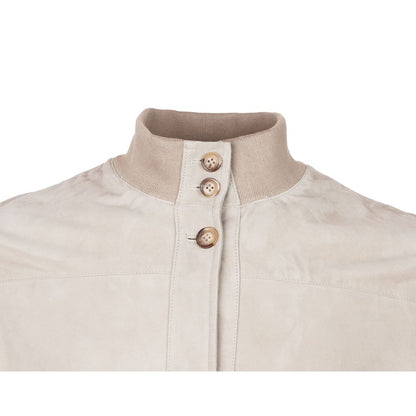 Emilio Romanelli Beige Kalbsleder Herrenjacke