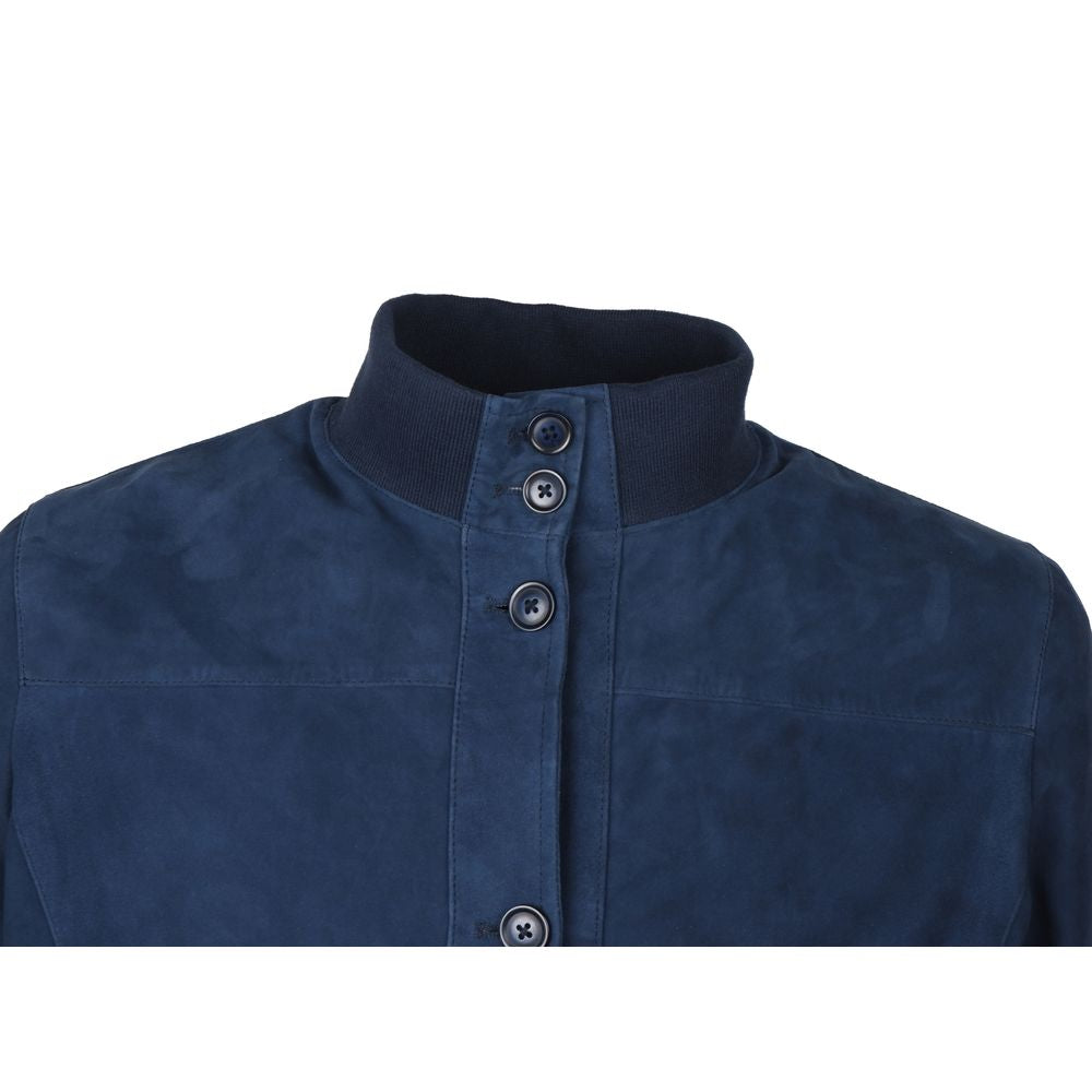 Emilio Romanelli Herren-Bomberjacke aus blauem Kalbsleder