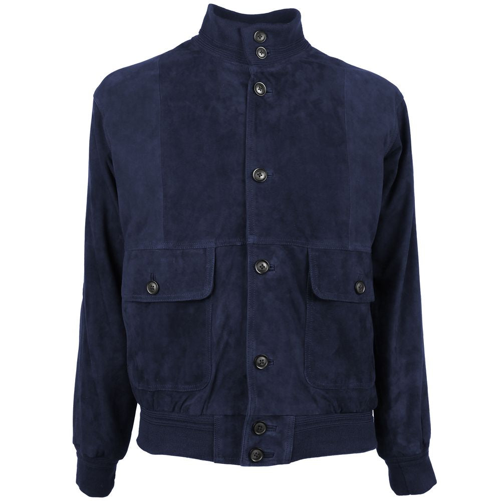 Emilio Romanelli Herren-Bomberjacke aus blauem Kalbsleder