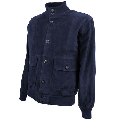 Emilio Romanelli Herren-Bomberjacke aus blauem Kalbsleder
