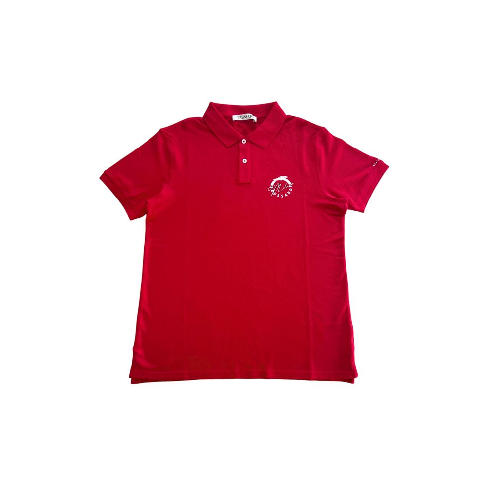 Trussardi Beachwear Rotes Poloshirt aus Baumwolle für Herren