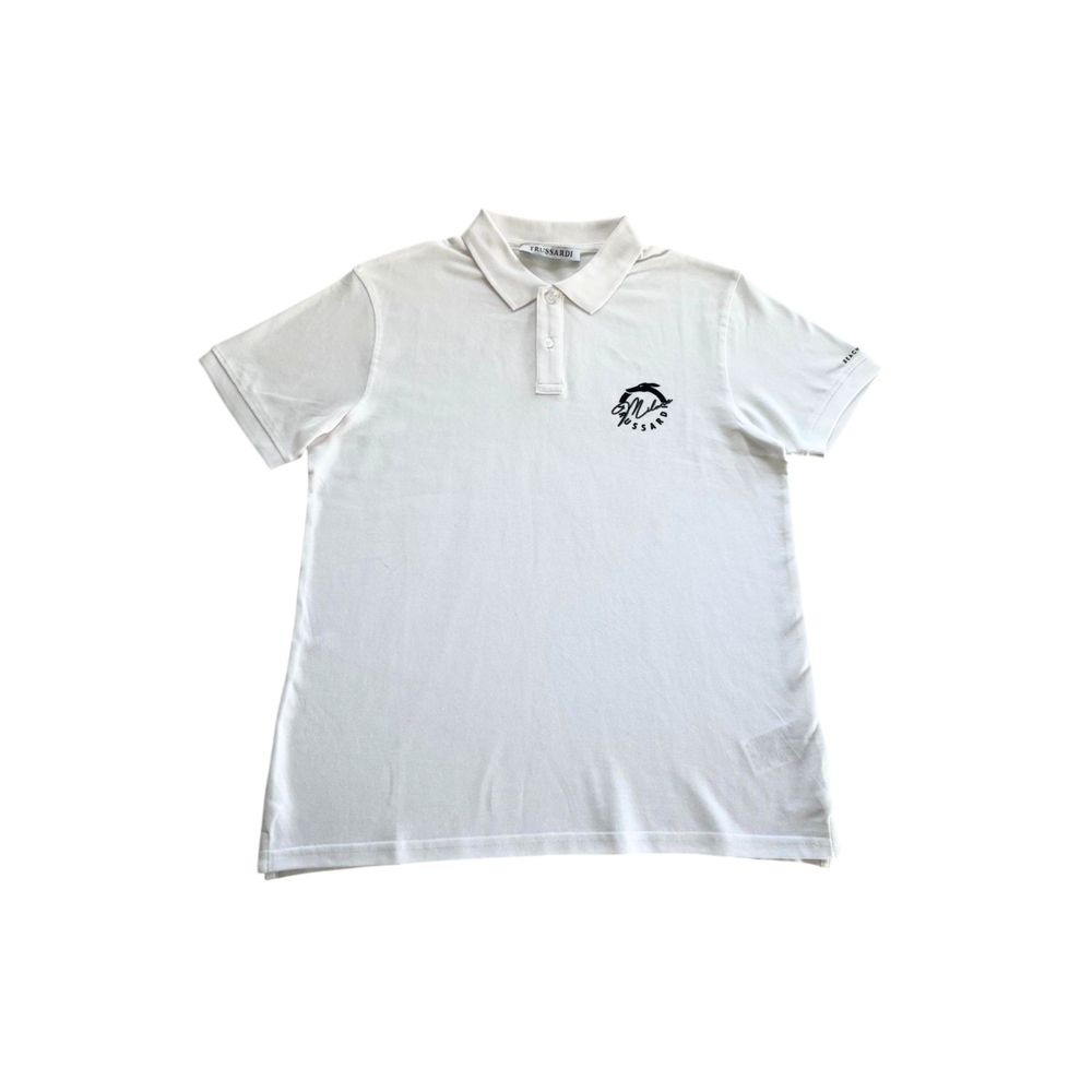 Trussardi Beachwear Weißes Poloshirt aus Baumwolle für Herren