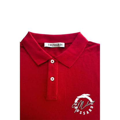 Trussardi Beachwear Rotes Poloshirt aus Baumwolle für Herren