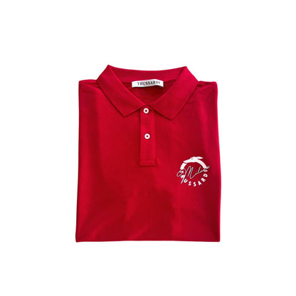 Trussardi Beachwear Rotes Poloshirt aus Baumwolle für Herren