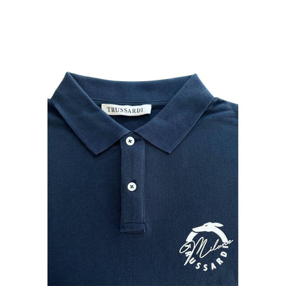 Trussardi Beachwear Blaues Poloshirt aus Baumwolle für Herren